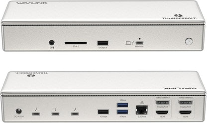 WAVLINK Thunderbolt 4 Dock with 100W Charging, Displaylink Docking Station Quad 4K@60Hz Monitor,3 Thunderbolt 4 Ports, 2.5G Ethernet, Thunderbolt Dock for Mac M1-M4 and PC,Displaylink Driver Required