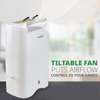 Ivation 19 Pint Small-Area Desiccant Dehumidifier Compact and Quiet - with Continuous Drain Hose for Smaller Spaces, Bathroom, Attic, Crawlspace and Closets - for Spaces Up to 410 Sq Ft