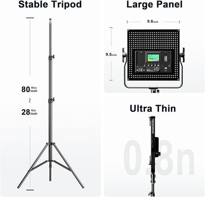 Pixel K80 Photography Lighting with APP Control, 2600K-10000K CRI 97+ RGB Led Video Light Panel, 9 Applicable Scenes Lighting for Studio/Gaming/Streaming/YouTube/Videography/Film/Video Recording