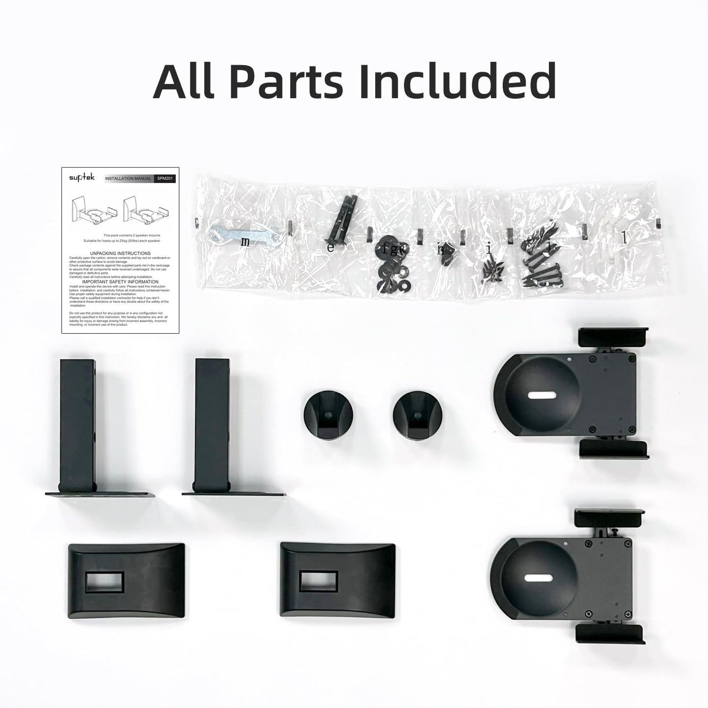 suptek Speaker Wall Mount Adjustable for Large Bookshelf Speaker Mounts