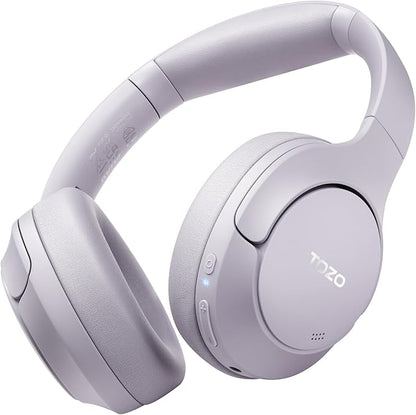 TOZO HT2 Hybrid Active Noise Cancelling Headphones, Wireless Over Ear Bluetooth Headset, 60H Playtime, Hi-Res Audio Custom EQ via App Deep Bass Comfort Fit Ear Cups, for Home Office Travel Purple