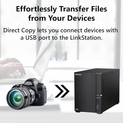 BUFFALO LinkStation 720 16TB 2-Bay Home Office Private Cloud Data Storage with Hard Drives Included/Computer Network Attached Storage/NAS Storage/Network Storage/Media Server/File Server