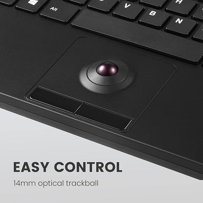 Perixx PERIBOARD-526 US, Wired Mini USB Keyboard with Trackball - X Type Scissor Keys - 11.18x7.17x1.1 Inches - Build-in 2 USB Hubs - US English