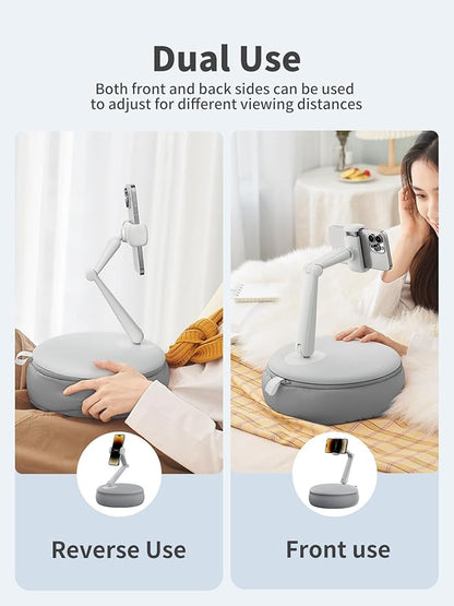 SAIJI Cell Phone Pillow Holder mini iPhone Stand for Bed, Upgraded mini Angle & Height Adjustable Phone Pillow Stand for Watching Video On Bed/Sofa/Lap, Fit for 4.7"-7.0" Device (Gray)