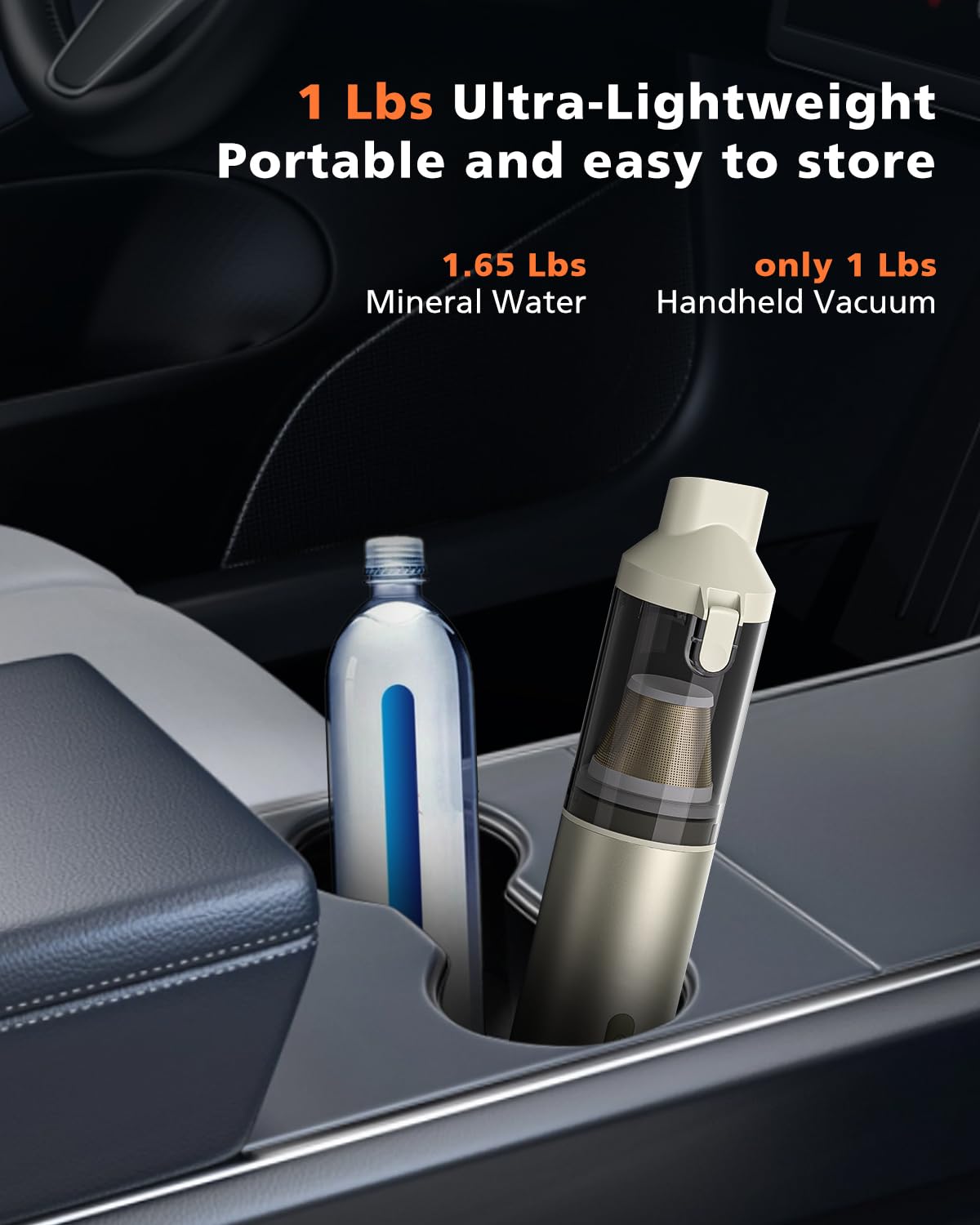 NOVARHOME Car Vacuum Portable with 16000Pa Powerful Suction, Handheld Vacuum Cordless Rechargeable Blow & Suction 4 in 1, Small Vacuum Cleaner for Car, Outdoor, Home, Office (Gold Renew)