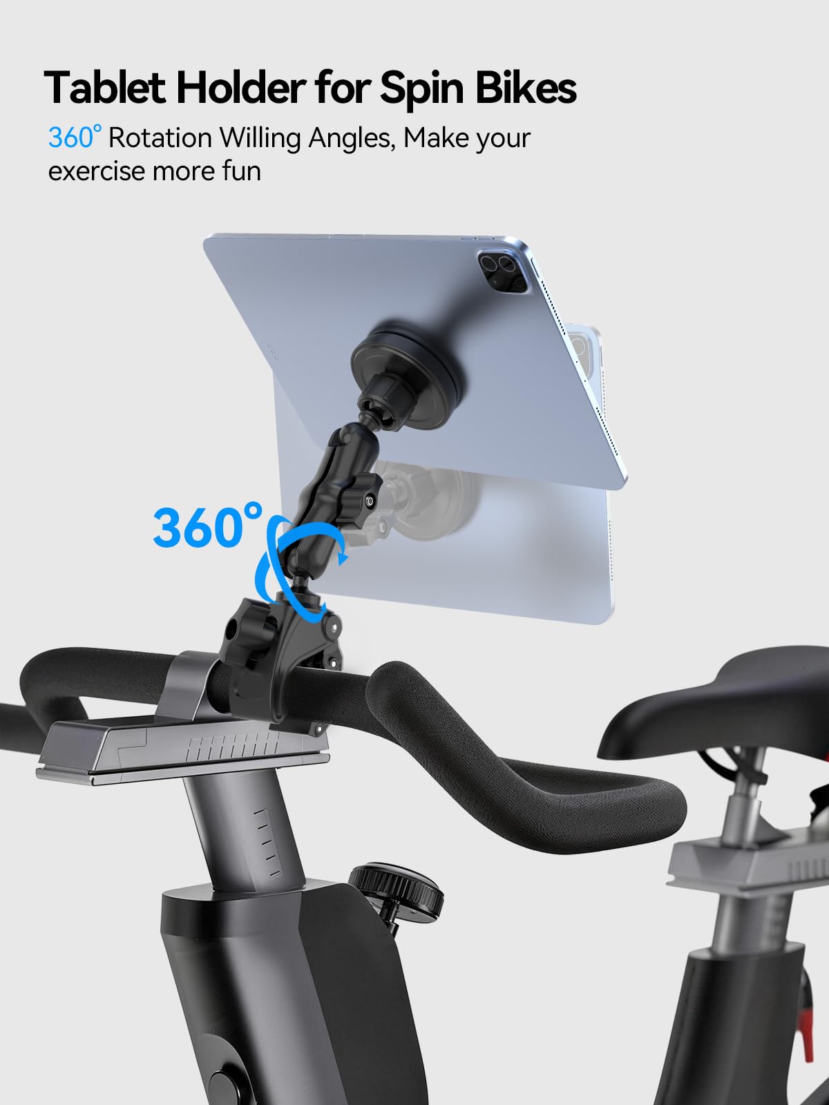 OHLPRO Magnetic Tablet Holder for Mic Stand,360° Adjustable Microphone Music Stand Phone Holder Mount,Tablet Mount Clamp for Peloton Bike,Treadmill, Stroller, Cabinet, Fits MagSafe, 5–13" Devices