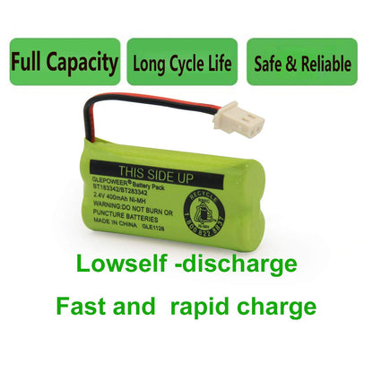 GLEPOWEER BT183342/BT283342 2.4V 400mAh Ni-MH Battery Pack, Also Compatible with Cordless Phone Batteries BT166342/BT266342 BT162342/BT262342 CS6709 CS6609 CS6509 CS6409 EL52100 EL50003(3 Pack)