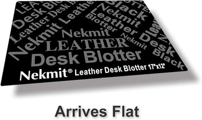 Nekmit Leather Desk Blotter Pad 17 x 12 Inches, Flat, Non-Slip, Waterproof, Black