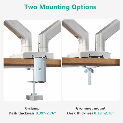WALI Dual Monitor Stand for 17-32 inch Screens, Dual Monitor Arms for 2 Monitors Holds up to 19.8 lbs, Adjustable Gas Spring Dual Monitors Mount, VESA 75x75/100x100mm (GSMP002NW), White