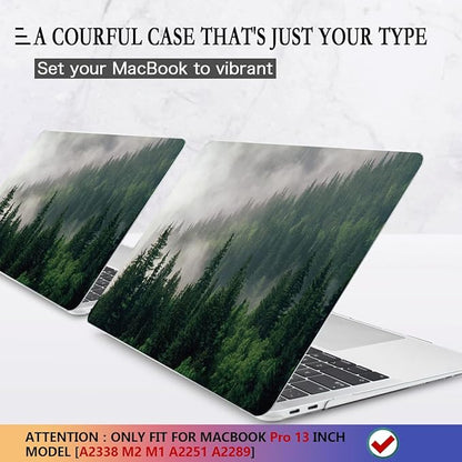 CISSOOK Compatible with MacBook Pro 13 inch Case M2 A2338 with Touch Bar 2023 Release, Forest Hard Shell Case with Keyboard Cover +Screen Protector for Pro 13 2025-2020 A2338 M1 A2251 a2289, Forest