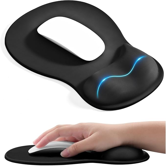 EooCoo Ergonomic Mouse Pad with Gel Wrist Rest Support Middle Concave Design, Relieve Wrist Pain Mousepad, Non-Slip Base for Laptop, Computer, Office Desk Accessories, Carpal Tunnel Syndrome