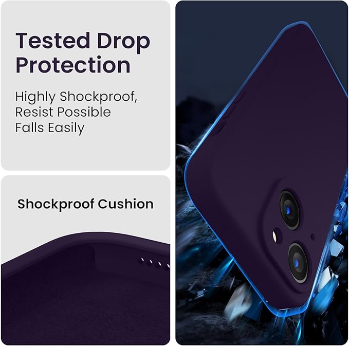 FireNova Designed for iPhone 15 Case, Silicone Upgraded [Camera Protection] Phone Case with [2 Screen Protectors], Soft Anti-Scratch Microfiber Lining Inside, 6.1 inch, Purple