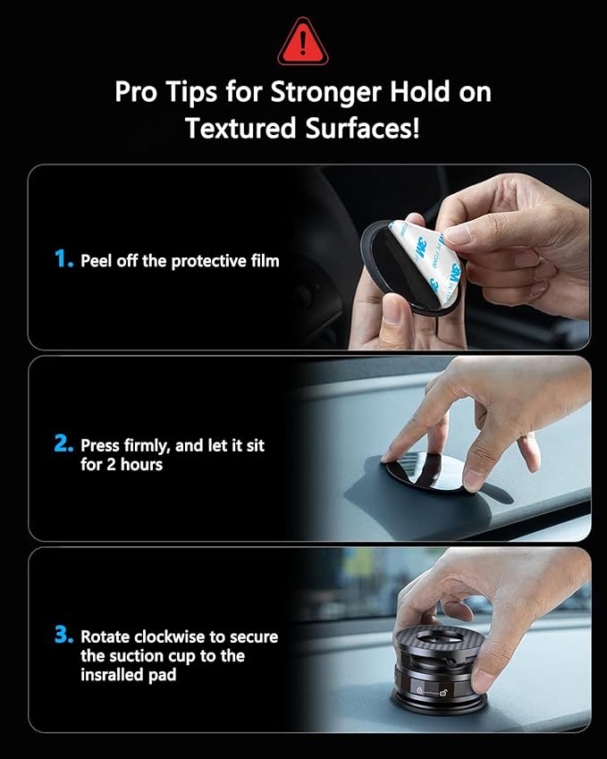 Vacuum Magnetic Car Phone Holder for Magsafe [89+LBS Suction & 3200gf Magnetic] 360° Adjustable Ultra Suction Cup Phone Holders for Your Car/Gym/Mirror, Car Mount for iPhone & Android (Black)