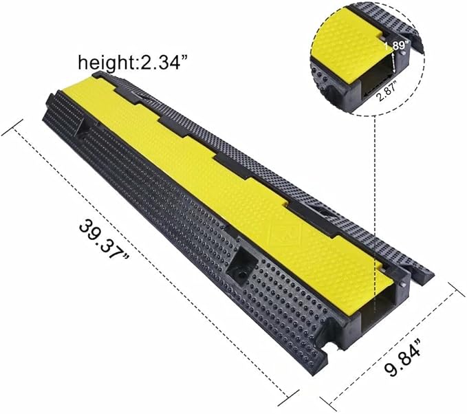 YONSHENG Rubber Cable Ramp Cord Cover Cable Protector Ramps Wire Hose Protective 1 Channel 22000Lbs Load Capacity Traffic Speed Bump for Asphalt Concrete Gravel Driveway Indoor Outdoor, 5 Pack