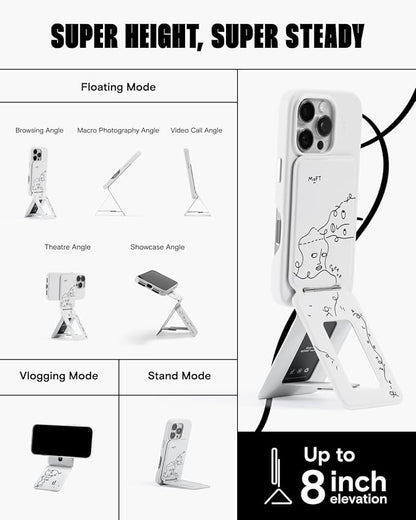 MOFT x Shantell Martin Phone Tripod Wallet for iPhone, Mulit-Angles, Lightweight & Portable Phone Stand, MOVAS Vegan Leather Phone Wallet, Strong Magnets, NFC Card Holder, Misty Cove (with Card Slot)