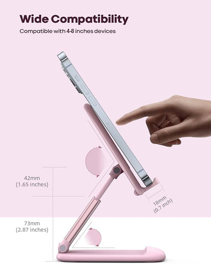 Lamicall Pink Phone Holder, Desk Accessories - Rose Gold Pink Office Cell Phone Holder, Desktop, Office Desks Accessories, Desk Decor for Women, for iPhone, 4-8'' Phone