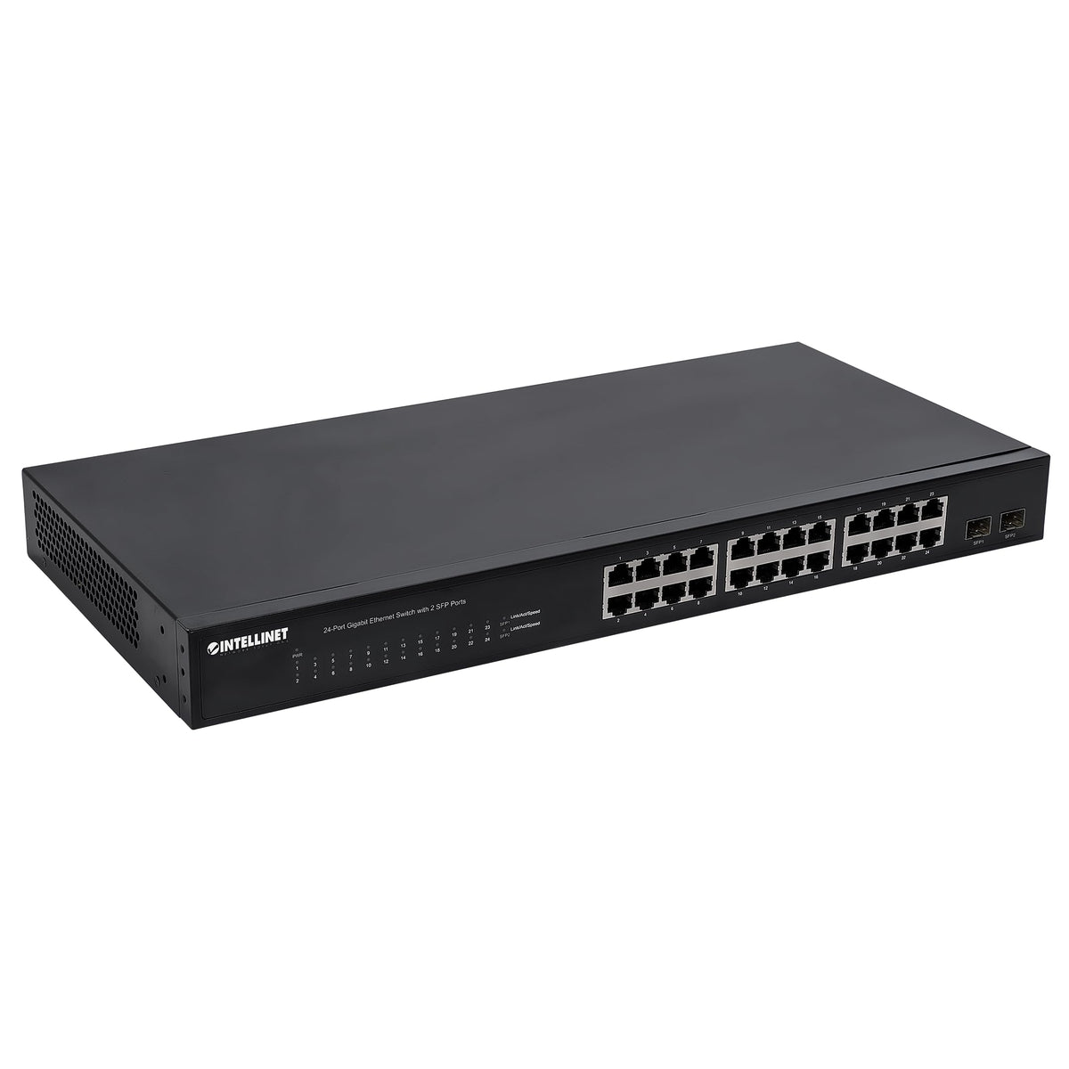 Intellinet 24-Port Gigabit Ethernet Switch, 2 SFP, Unmanaged Rackmount 1U