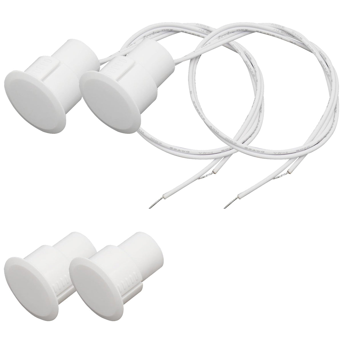 FOCMKEAS 4PCS Recessed Wired Door Contact Sensor, NC, ABS White, RC-33