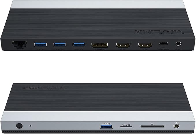 WAVLINK USB C Docking Station with 130W Power Adapter, Triple Display USB Type C to Dual HDMI Dock, 2 HDMI, DisplayPort, 100W PD3.0 Charging for Laptop, Ethernet, 4 USB 3.0, SD/TF Slot, Audio, Black