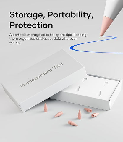 Replacement Pencil Tips for Apple Pencil Pro, Pen Tips for Apple Pencil 2nd Gen/1st Gen/USB-C, Wear-Resisting Pencil Nibs with Storage Box, Pen Nibs Set Compatible with Apple Pen (6 Pack, Pink)