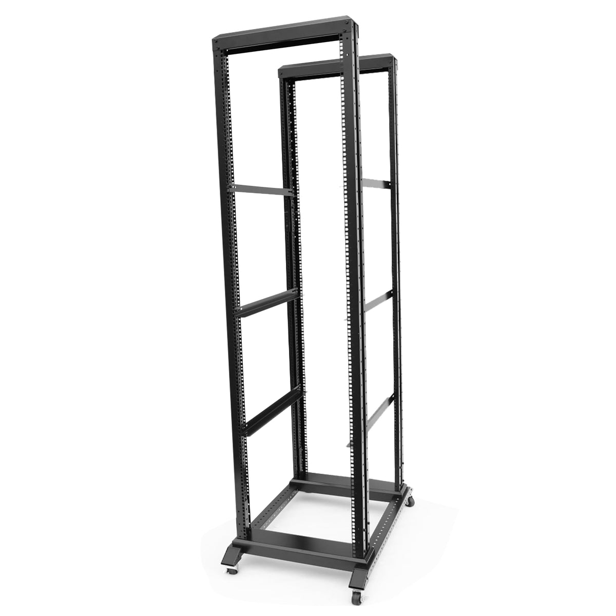 GlobalRack 27U Open Frame Rack on Wheels,Depth 15.75" Mobile IT Cabinet