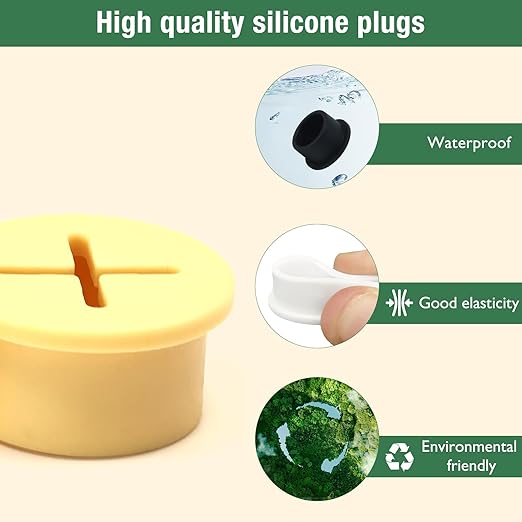 20Pcs Desk Grommet, 1" (25mm) Yellow Silicone Cord Hole Cover, Flexible Rubber Wire Grommets, Wall Grommets for Cables Management, Table, Countertop, Cabinets and Furnitures Wire Organizer