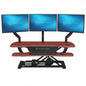PowerPro 40 Inch Electric Standing Desk Converter – Push-Button Height Adjustable Sit to Stand Desk Riser for Triple Monitors & Laptop – Motorized Desktop Workstation with Wide Keyboard Tray