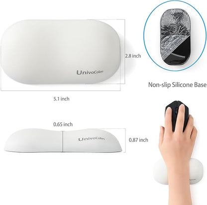 UnivoColors Design-Wave Set of Wrist Rest,Artificial Sheepskin+Memory Foam+Ergonomic+Anti-Slip Gel, Resilience Support During Work and Gaming,Keyboard Accessory,White
