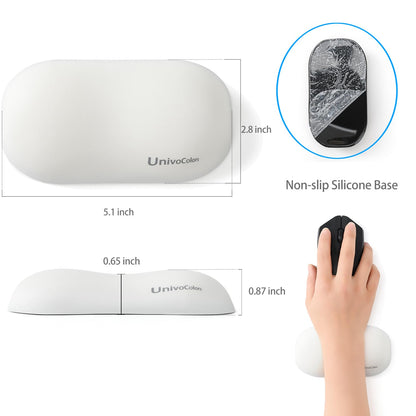 UnivoColors Design-Wave Wrist Rest, Artificial Sheepskin+Memory Foam+Ergonomic+Anti-Slip Gel, Resilience Support During Work and Gaming,Mouse Accessory,White