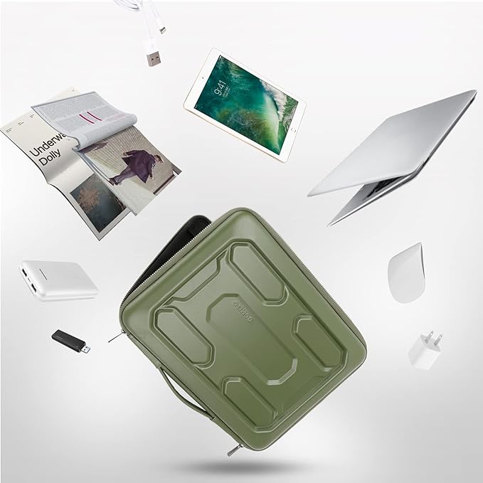 DOMISO 17 inch Laptop Sleeve with Handle Shockproof Waterproof EVA Protective Case for 17.3" ZBook Fury 17.3 G8/MSI GS73VR Stealth Pro/HP Envy 17/LG Gram 17"/ROG Strix GL702VS, Green