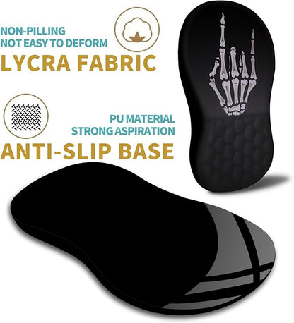 Hokafenle Ergonomic Mouse Pad Wrist Support with Massage Design, Wrist Rest Pain Relief Mousepad with Memory Foam&Non-Slip PU Base, Mouse Pads for Wireless Mouse & Desk (12x8 inch,Devil's Horn)