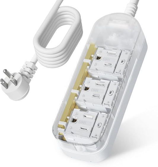 3 Outlets 6ft Extension Cord, Surge Protector Power Strip, 1875W Outdoor Power Strip Weatherproof, Mountable Small Power Strip for Office, Outdoor, Travel.