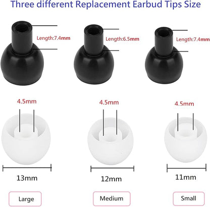 Earbud Tips Soft and Comfortable Headphone Ear Tips Ear Bud Replacement Pieces Silicone Fit Most in-Ear Headphones，Inner Hole 3.8mm -5.5mm，18 Pairs White S/M/L Replacement Earbud Tips