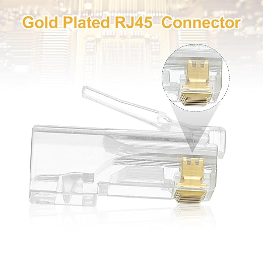 MECCANIXITY 100pcs Cat6 RJ45 Pass Through Connectors, RJ45 Connector 8P8C Gold Plated Plugs with 100pcs Light Grey Strain Relief Boots for Solid or Stranded UTP Ethernet Cable, 1.1mm