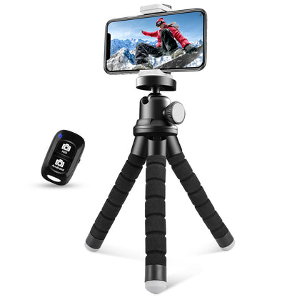 Phone Tripod for iPhone, Flexible Mini Stand with Remote for Recording