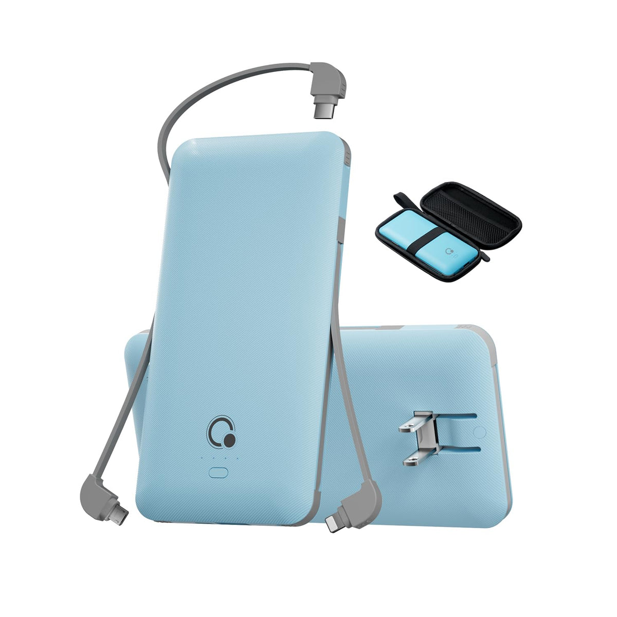 Portable Charger with Built-in Cables and AC Wall Plug, USB C External Battery Pack, 10000mAh Travel Essentials Power Bank Compatible with iPhone17/16/15/14/13, Samsung Galaxy, Pixel,Tablet and More
