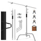 Heavy Duty C Stand 10.8ft/330cm with Boom Arm 100% Stainless Steel Photography C-Stand with Carry Bag Sandbag 3*Clip 2*Grip Head for Photography Studio Video Monolight Softbox Shooting