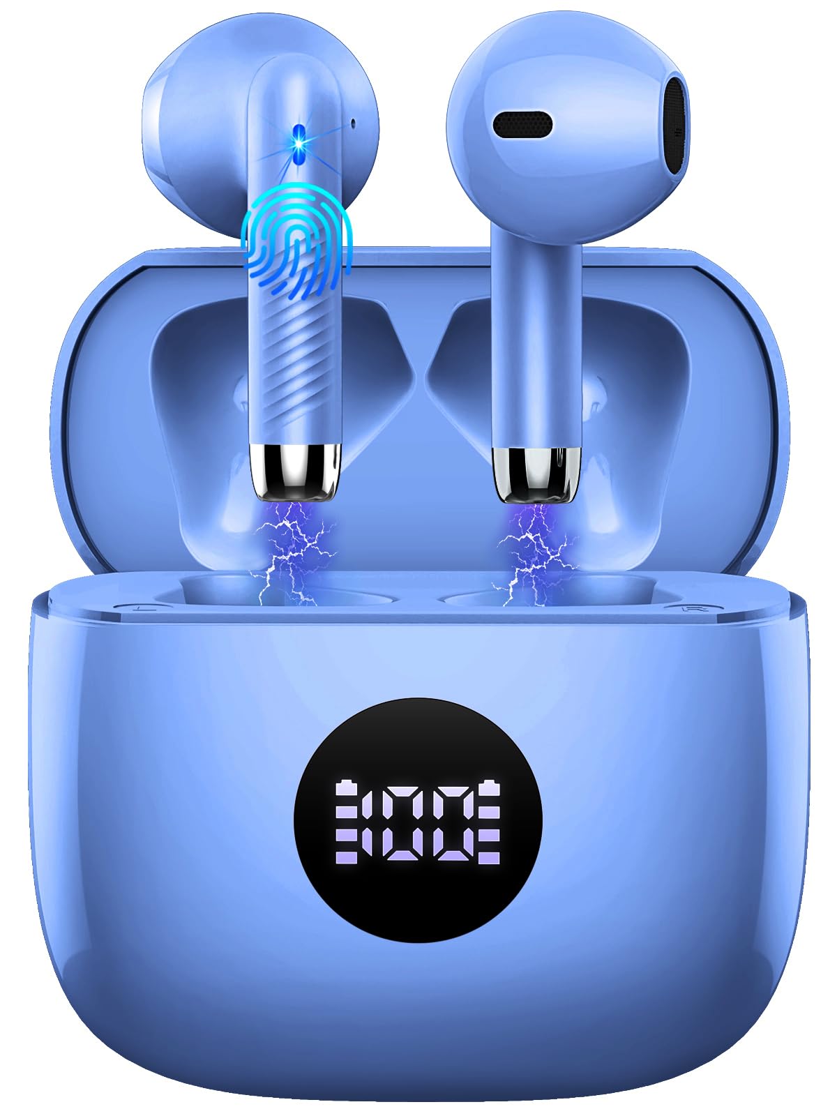 Wireless Earbuds, Bluetooth 5.4 Ear Buds, LED Power Display, 6D Bass Stereo