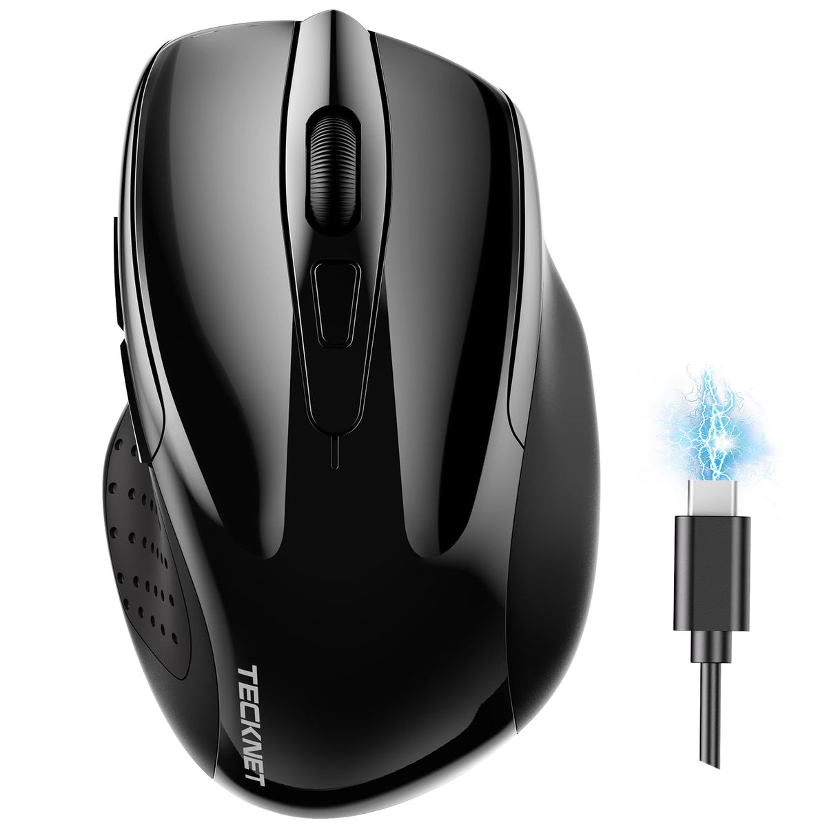TECKNET Wireless Mouse, BT 5.0/2.4G, Rechargeable 6-DPI Silent, Blue