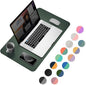 YSAGi Office Desk Pad, Desk Mat, 23.6" x 13.7" Ultra Thin Waterproof PU Leather Desk Blotter, Laptop Desk Pad Protector for Keyboard, Desk Writing Pad for Office and Home (Dark Green+Dark Blue)
