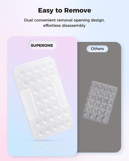 SUPERONE Magnetic Suction Phone Mount for MagSafe Case, Magnetic Silicone Sticky Phone Grip Holder for iPhone 17/16/15/14/13/12 Series, Hands-Free for Makeup/Selfie/Live Streaming/Vlog/TikTok - Clear