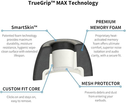 Comply TrueGrip MAX | Premium Memory Foam Replacement Earbud Tips for Samsung Galaxy Buds3 Pro | Long Lasting Comfort, MAX Durability, Secure Fit, Superior Noise Isolation| Black (Large) (3 Pairs)