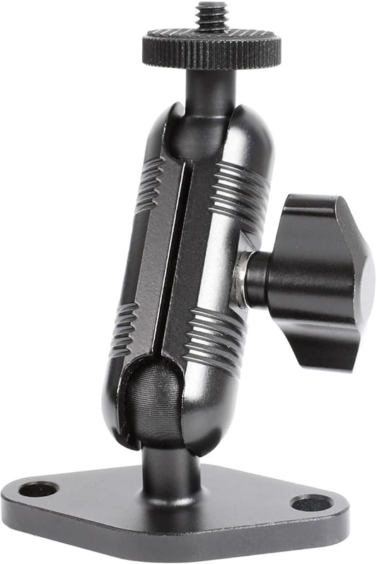 xik Metal 1/4"-20 Mount with Drill Plate Base for Monitors, Action Camera，CCTV Cameras, Camcorders, 360° Rotation Adjustable Camera Mount for Installation on Car Dashboard, Ceiling, and Walls