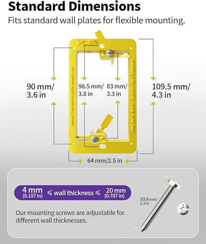 VCE Low Voltage Mounting Bracket Single Gang Wall Plate, Flush Low Voltage Box for Network, HDMI, Coaxial, Speaker, Telephone Cables, Yellow, 5 Pack
