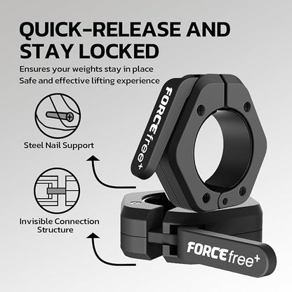 Barbell Clips (Pair), Barbell Clamps, Quick Release Olympic Barbell Clamps with Anti Slip TPR Grip, Barbell Collars for Secure Weightlifting & Powerlifting