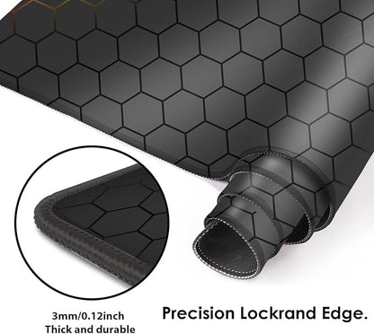 Galdas Gaming Mouse Pad XXL XL Large Long Extended Big Mousepad Non-Slip Rubber Keyboard Mouse Pad with Stitched Edges for Laptop Home Office (31.5x11.8x0.08 Inch) … (Grid)