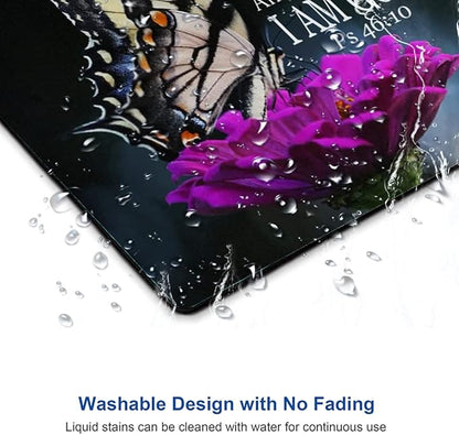 Hokafenle Mouse Pad, Butterfly Mouse Pad with Inspirational Quote Design, Square Waterproof Cloth Mouse Mat Non-Slip Rubber Base Computer MousePads for Office Laptop, Psalm 46:10