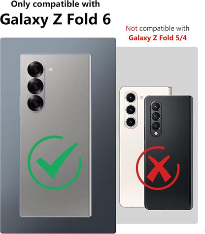 Vihibii for Samsung Galaxy Z Fold 6 Wallet Case with Card Holder & Camera Lens Cover & Hinge Protection & Front Screen Protector, Heavy Duty Rugged Phone Case for Samsung Galaxy Z Fold 6 5G, Green