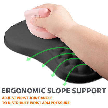 Armanza Ergonomic Joint Wrist Support Mouse Pad with Memory Foam Cushion Massage Bump, Carpal Tunnel Pain Relief Mousepad Slope Design for Wrist Rest, 11.8x7.9 in, Black