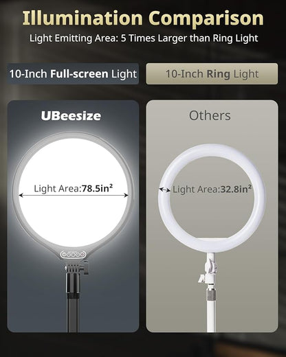 UBeesize 10" Key Light for Streaming, Desk Ring Light with Adjustable Arm (1 Pack), Zoom Lighting for Home Office, Gaming, Podcast, Video Calls, and Recording
